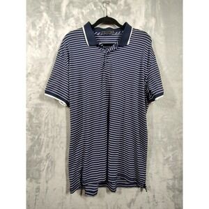G/FORE Mens Striped Performance Golf Polo Shirt Navy Blue White G4MS21K04 Large